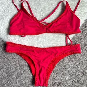 Red Crochet Bikini Set
